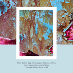 Artistic print with coral textures on a textured paper background